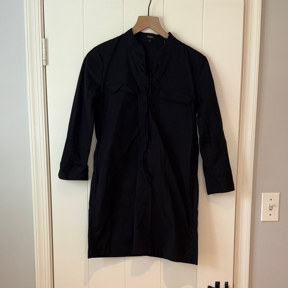 Theory Black Lace-Up Blouse